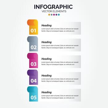 Presentation business Vertical Infographic template with 5 options vector