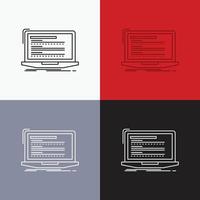 Code. coding. computer. monoblock. laptop Icon Over Various Background. Line style design. designed for web and app. Eps 10 vector illustration