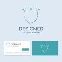 moustache. Hipster. movember. beared. men Business Logo Line Icon Symbol for your business. Turquoise Business Cards with Brand logo template vector