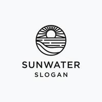 Sun water logo icon flat design template vector
