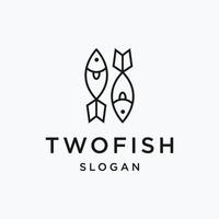 logo of two twin fish face to face vector