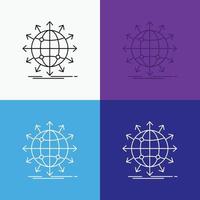 globe. network. arrow. news. worldwide Icon Over Various Background. Line style design. designed for web and app. Eps 10 vector illustration