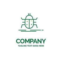 Bug. bugs. insect. testing. virus Flat Business Logo template. Creative Green Brand Name Design. vector