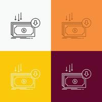 negocio. costo. Corte. gastos. Finanzas. icono de dinero sobre varios antecedentes. diseño de estilo de línea. diseñado para web y aplicación. eps 10 ilustración vectorial vector