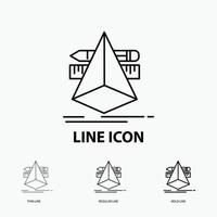 3d. design. designer. sketch. tools Icon in Thin. Regular and Bold Line Style. Vector illustration