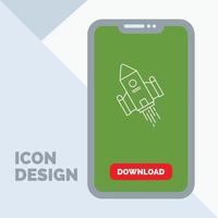 space craft. shuttle. space. rocket. launch Line Icon in Mobile for Download Page vector