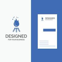 Business Logo for fire. flame. bonfire. camping. camp. Vertical Blue Business .Visiting Card template.