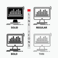 analytics. processing. dashboard. data. stats Icon in Thin. Regular. Bold Line and Glyph Style. Vector illustration