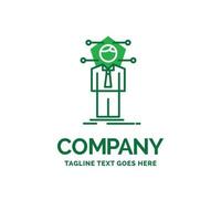 Business. connection. human. network. solution Flat Business Logo template. Creative Green Brand Name Design. vector