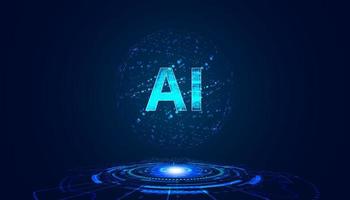 Abstract Artificial Intelligence on Atomic and Technology Background with Computer Systems dot blue. vector
