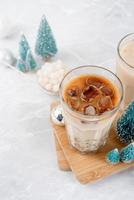 Bubble milk tea with ice with delicious tapioca photo