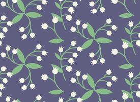 Seamless pattern with lily of the valley. Texture with wildflowers in flat style. vector