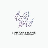 astronave. astronave. Embarcacion. espacio. plantilla de logotipo de empresa púrpura alienígena. lugar para el eslogan vector