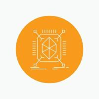 Object. prototyping. rapid. structure. 3d White Line Icon in Circle background. vector icon illustration
