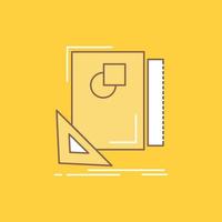 Design. layout. page. sketch. sketching Flat Line Filled Icon. Beautiful Logo button over yellow background for UI and UX. website or mobile application vector