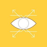 Business. eye. look. vision Flat Line Filled Icon. Beautiful Logo button over yellow background for UI and UX. website or mobile application vector