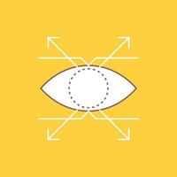 Business. eye. look. vision Flat Line Filled Icon. Beautiful Logo button over yellow background for UI and UX. website or mobile application vector