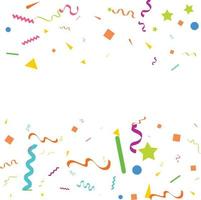 Vector abstract White Background with many falling tiny colorful confetti pieces and ribbon. Carnival. Christmas or New Year decoration colorful party pennants for birthday. festival