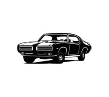 vector graphic illustration of a black mustang car on a white background.