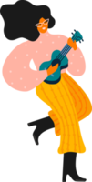 Woman with ukulele. Illustration. png