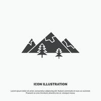 rocks. hill. landscape. nature. mountain Icon. glyph vector gray symbol for UI and UX. website or mobile application