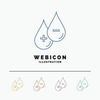 sangre. soltar. líquido. más. menos 5 plantilla de icono web de línea de color aislada en blanco. ilustración vectorial vector