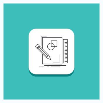 Round Button for sketch. sketching. design. draw. geometry Line icon Turquoise Background vector