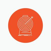 Aim. focus. goal. target. targeting White Line Icon in Circle background. vector icon illustration