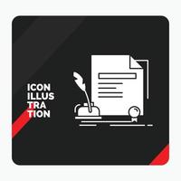 Red and Black Creative presentation Background for contract. paper. document. agreement. award Glyph Icon vector