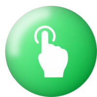 Press here button with realistic green emblem. Click here button icon for user interface. png