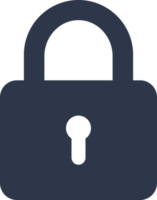 Locked padlock icon in dark blue colors. Padlock signs illustration. png