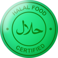 Halal food label with green colors. Badges or labels for halal in 3d style. png