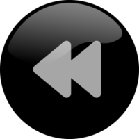 icono de retroceso para la interfaz del botón del reproductor multimedia. símbolo de navegación del reproductor de vídeo y audio en color negro. png