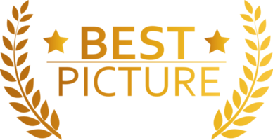 Best picture award illustration in golden colors. Tribute sign with laurel wreath. png