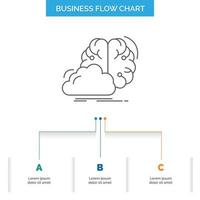 brainstorming. creative. idea. innovation. inspiration Business Flow Chart Design with 3 Steps. Line Icon For Presentation Background Template Place for text vector