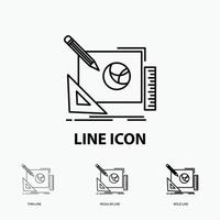 logo. design. creative. idea. design process Icon in Thin. Regular and Bold Line Style. Vector illustration
