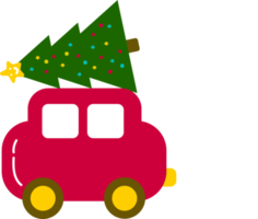 jul bil bärande träd .jul skriva ut förnödenheter. glad jul fest människor fira jul platt illustration .omslag papper. jul skriva ut förnödenheter. glad jul fest png