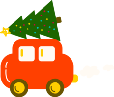 Kerstmis auto draag- boom .kerstmis afdrukken benodigdheden. vrolijk Kerstmis partij mensen vieren Kerstmis vlak illustratie .inpakken papier. Kerstmis afdrukken benodigdheden. vrolijk Kerstmis partij png