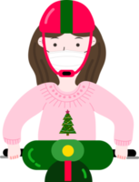Christmas girl holding balloons in hand png