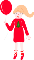 jul flicka innehav ballonger i hand png