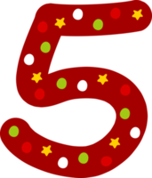letras de decoración de cinco números de navidad png