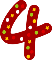 letras de decoración de cuatro números de navidad png