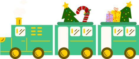 Christmas Train. Garlands, flags, labels, bubbles, ribbons and stickers. Collection of Merry Christmas decorative icons png