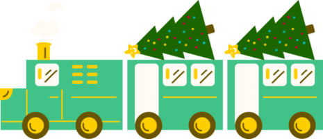 Christmas Train. Garlands, flags, labels, bubbles, ribbons and stickers. Collection of Merry Christmas decorative icons png
