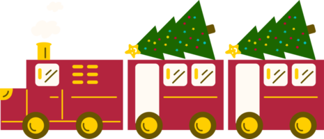 Christmas Train. Garlands, flags, labels, bubbles, ribbons and stickers. Collection of Merry Christmas decorative icons png