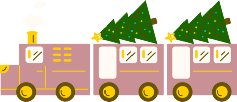 Christmas Train. Garlands, flags, labels, bubbles, ribbons and stickers. Collection of Merry Christmas decorative icons png