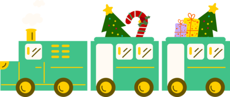 Christmas Train. Garlands, flags, labels, bubbles, ribbons and stickers. Collection of Merry Christmas decorative icons png