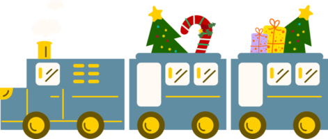 Christmas Train. Garlands, flags, labels, bubbles, ribbons and stickers. Collection of Merry Christmas decorative icons png