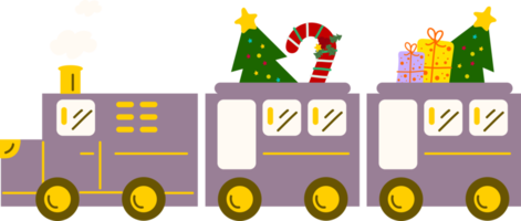 Christmas Train. Garlands, flags, labels, bubbles, ribbons and stickers. Collection of Merry Christmas decorative icons png