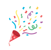 icône de la fête. illustration de popper de confettis png